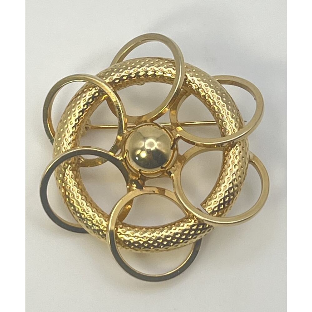 Vintage Style Gold Tone Love Knot Wedding Ring MCM Costume Brooch Romance